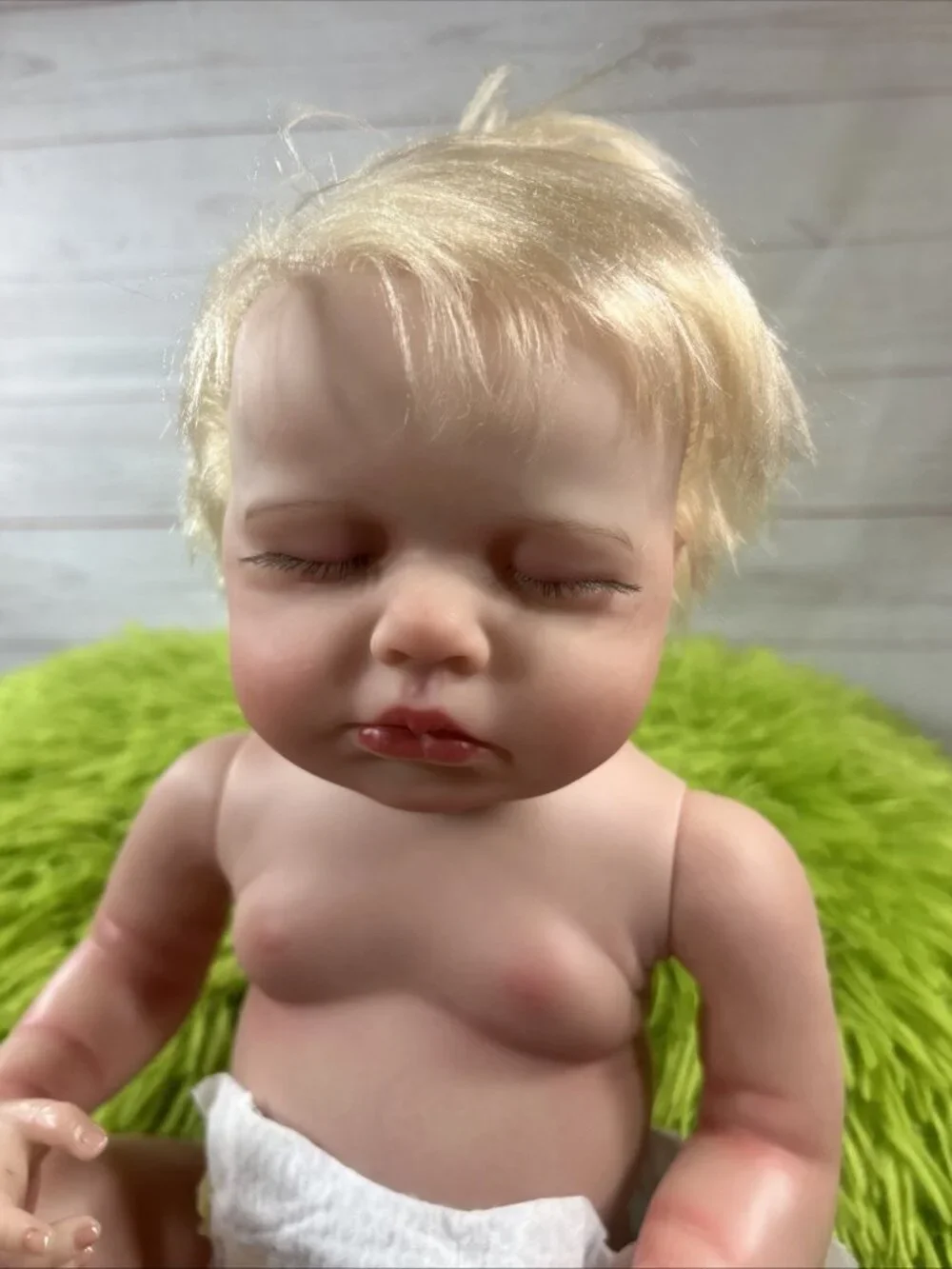 Sleeping Baby Doll Reborn Boy Anatomically Correct Newborn 18” Blonde Eye lashes